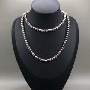 Vintage solid sterling silver 925 long ball bead Italy chain necklace long 61.4